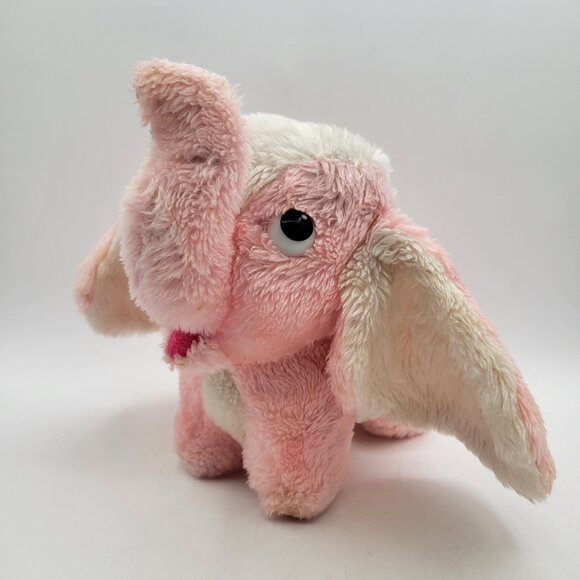 Dakin Pink Elephant Plush Vintage 1977 Rattle Chime Baby Stuffed Toy Floppy Ears - Picture 1 of 11